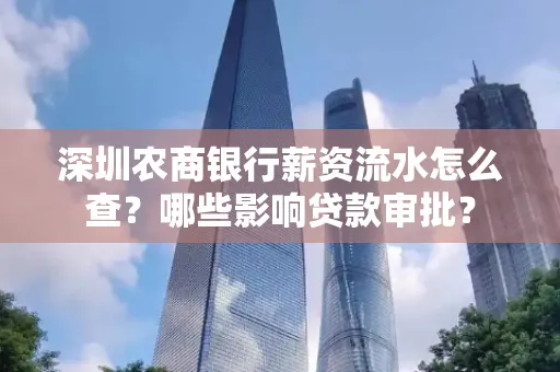 深圳农商银行薪资流水怎么查？哪些影响贷款审批？